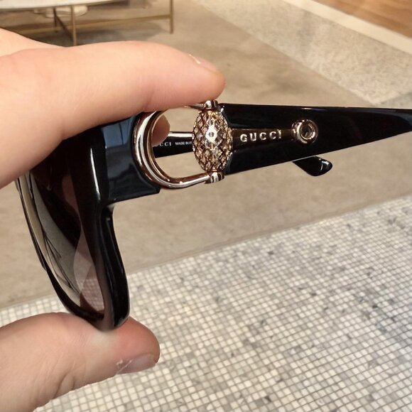 Gucci GG3727 Black Diamantissima Horsebit Oversized Square Sunglasses - Picture 11 of 12